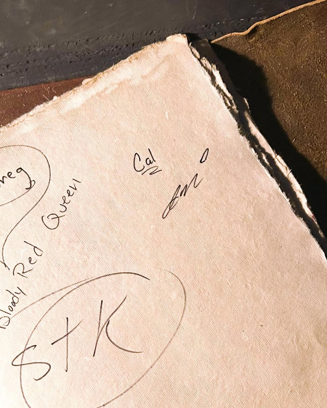 photo cal and amara's signatures in a guest book