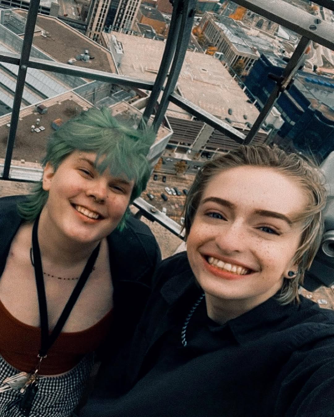 selfie of amara and cal at the top of foshay tower